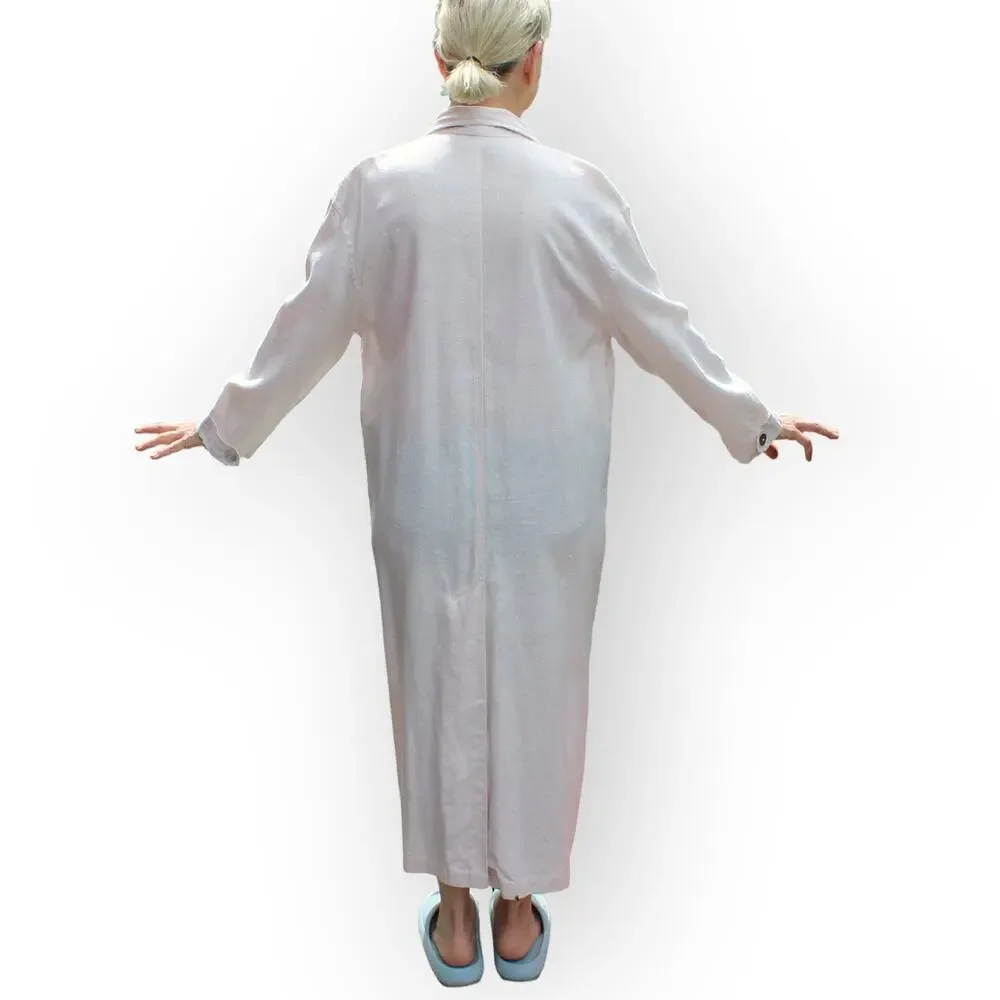 Medium Vintage Linen Duster PalePink 80s Oversize LizClaiborne Midi Jacket - Picture 7 of 16